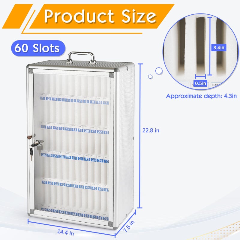 Ozzptuu 60 Slots Aluminum Alloy Pocket Chart Storage Cabinet for Cell Phones,Wall-Mounted with a Locked,Can be Carried by Hand (60 Slots) - Image 2